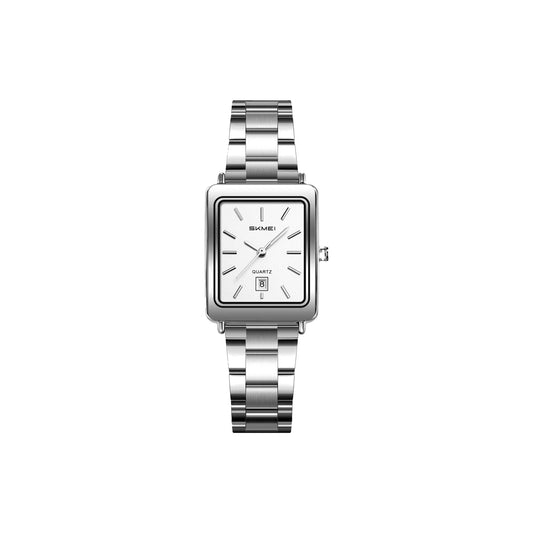 SKMEI 2566 Women’s Luxury Quartz Watch Silver White –  Business Wristwatch with Date Display