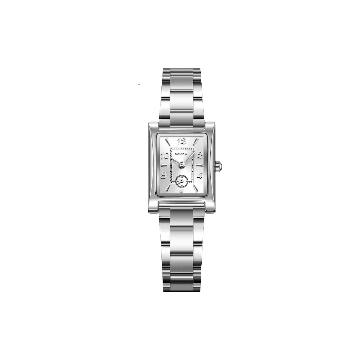 SKMEI 2570 Women’s Vintage Square Dial Quartz Watch Silver White – Elegant Fashion Wristwatch