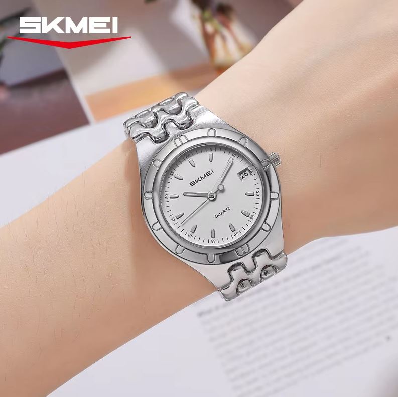 SKMEI 2637 Women’s Luxury Quartz Watch Silver White – Elegant Custom Logo Waterproof Fashion Wristwatch