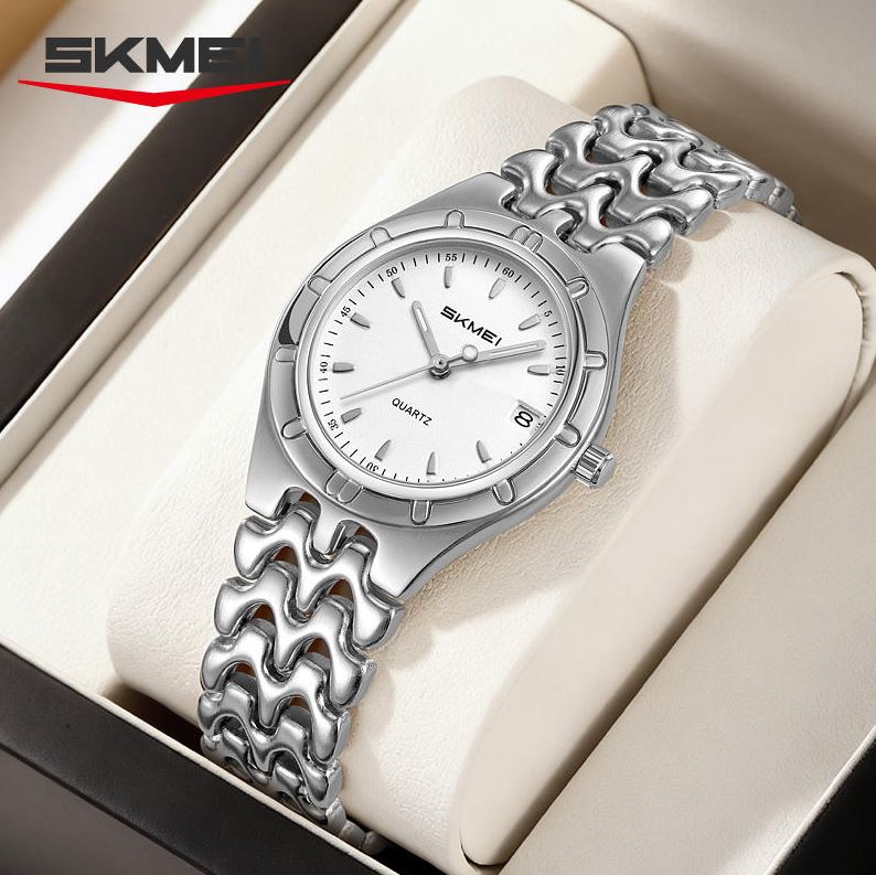 SKMEI 2637 Women’s Luxury Quartz Watch Silver White – Elegant Custom Logo Waterproof Fashion Wristwatch