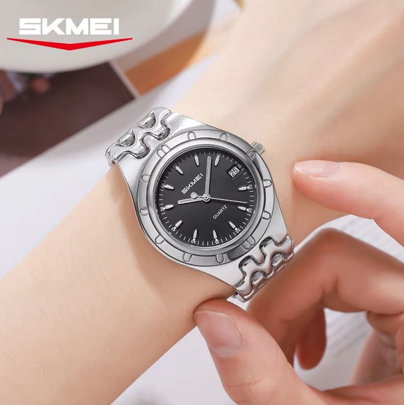 SKMEI 2637 Women’s Luxury Quartz Watch Silver Black – Elegant Custom Logo Waterproof Fashion Wristwatch