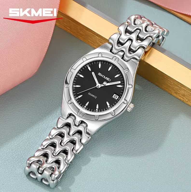 SKMEI 2637 Women’s Luxury Quartz Watch Silver Black – Elegant Custom Logo Waterproof Fashion Wristwatch