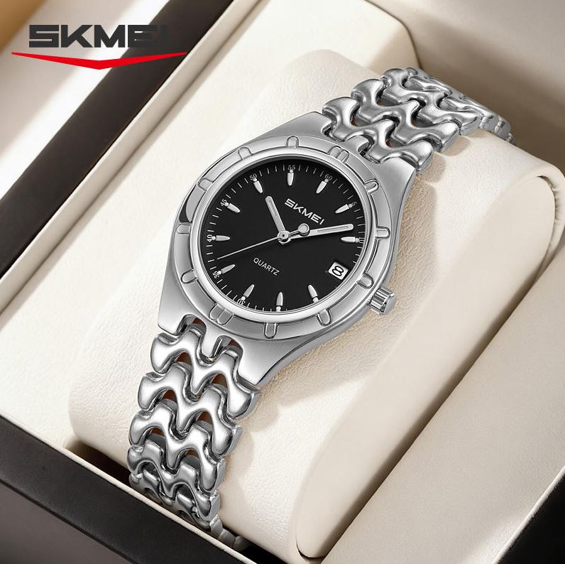 SKMEI 2637 Women’s Luxury Quartz Watch Silver Black – Elegant Custom Logo Waterproof Fashion Wristwatch