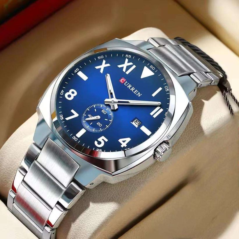 CURREN 8472 Men’s Blue Dial Watch – Silver Stainless Steel Bracelet