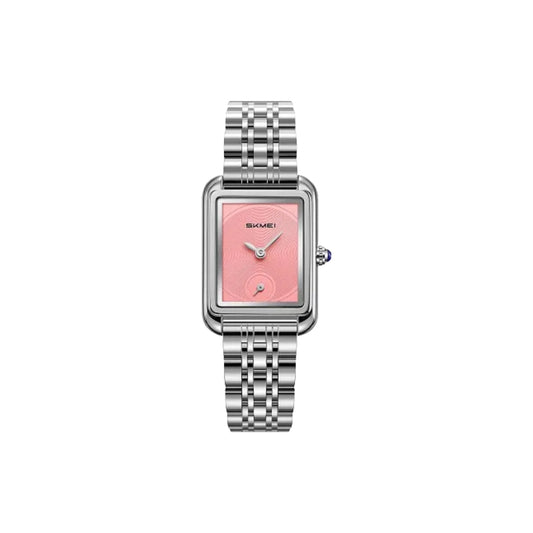 SKMEI 2670 Women’s Quartz Watch Silver Pink– Elegant Rectangular Fashion Wristwatch.