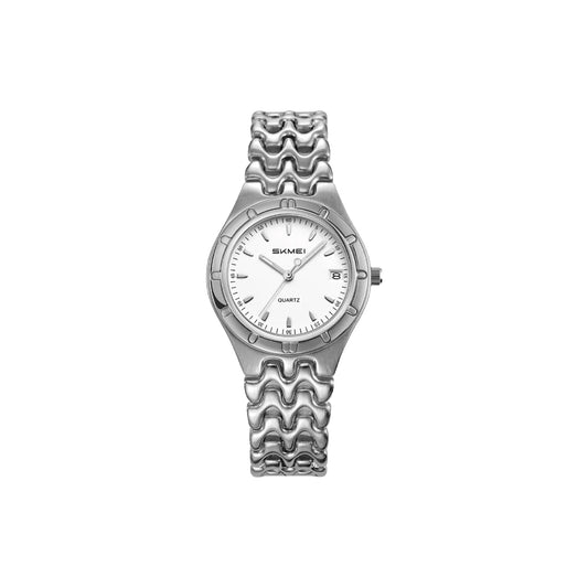 SKMEI 2637 Women’s Luxury Quartz Watch Silver White – Elegant Custom Logo Waterproof Fashion Wristwatch