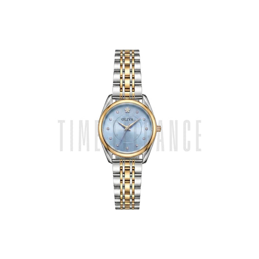 OLIYA 8518 Women’s Luxury Round Quartz Watch Sky Blue Dial – Stainless Steel Water Resistant Wristwatch