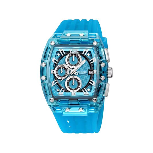 SKMEI 2606 Men’s Big Tonneau Sports Watch Blue– Multi Functional Waterproof Quartz Wristwatch
