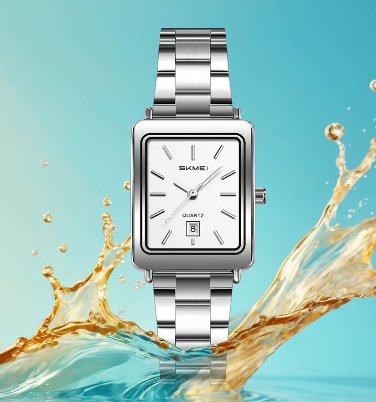 SKMEI 2566 Women’s Luxury Quartz Watch Silver White –  Business Wristwatch with Date Display