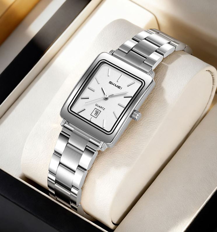 SKMEI 2566 Women’s Luxury Quartz Watch Silver White –  Business Wristwatch with Date Display