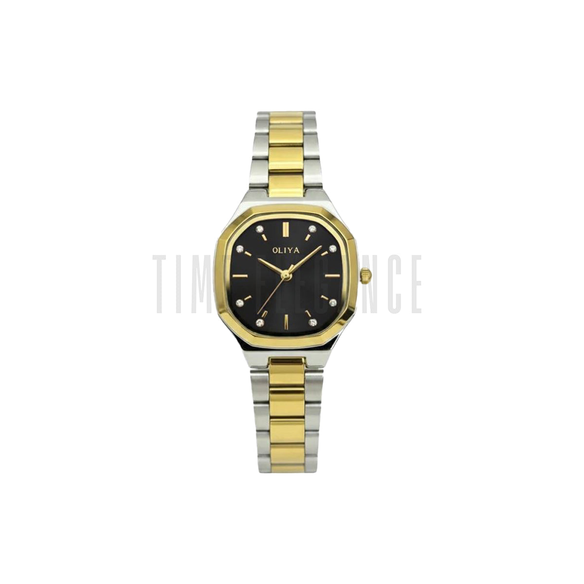 OLIYA 831 Women’s Polygon Quartz Watch Black Dial – Stainless Steel Strap Analog Wristwatch