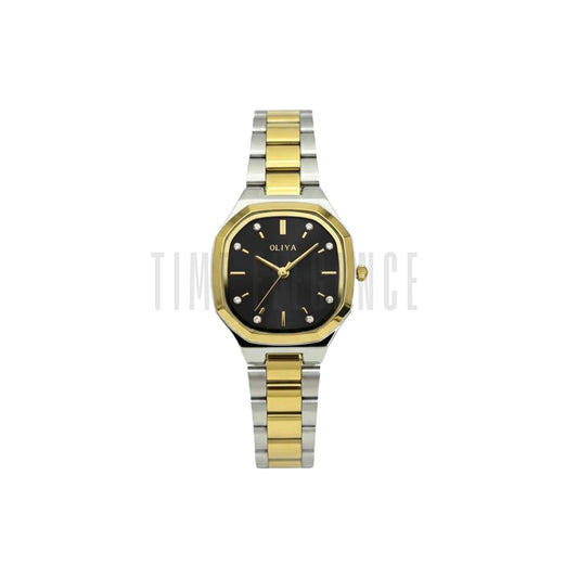OLIYA 831 Women’s Polygon Quartz Watch Black Dial – Stainless Steel Strap Analog Wristwatch