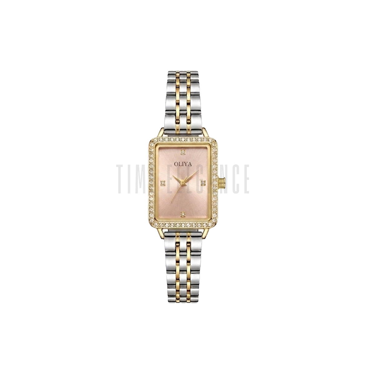 OLIYA 609 Women’s Luxury Square Quartz Watch Two Tone Rose Gold Dial – Stainless Steel Elegant Wristwatch