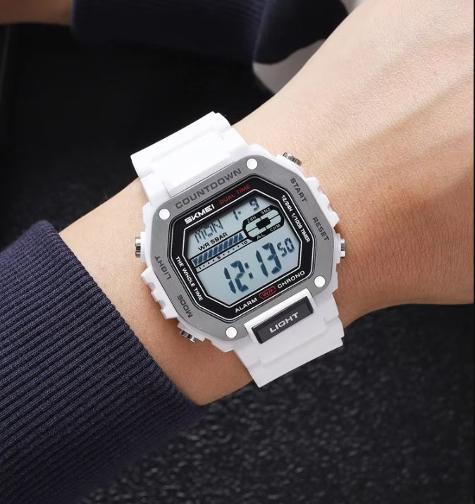 SKMEI 2522 Men’s Sport Digital Watch White– Chrono Military Date Electronic Wristwatch