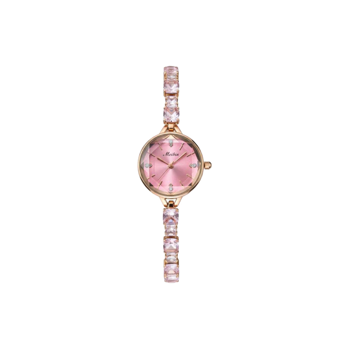 MEIBIN M1703L Women’s Luxury Crystal Bracelet Watch – Pink Quartz Fashion Wristwatch