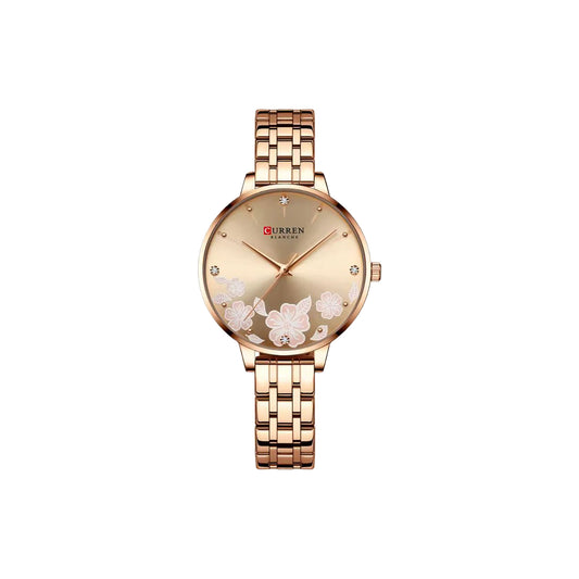 Curren 9068 Rose Gold– Women's Quartz Watch with Stainless Steel Mesh Band