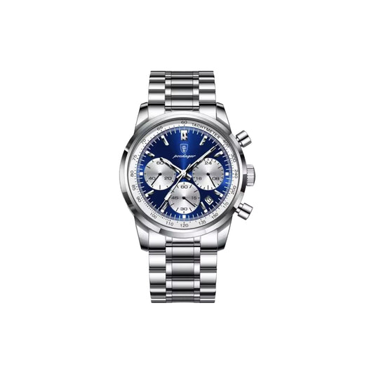 POEDAGAR 921 Silver Blue Men’s Chronograph Watch