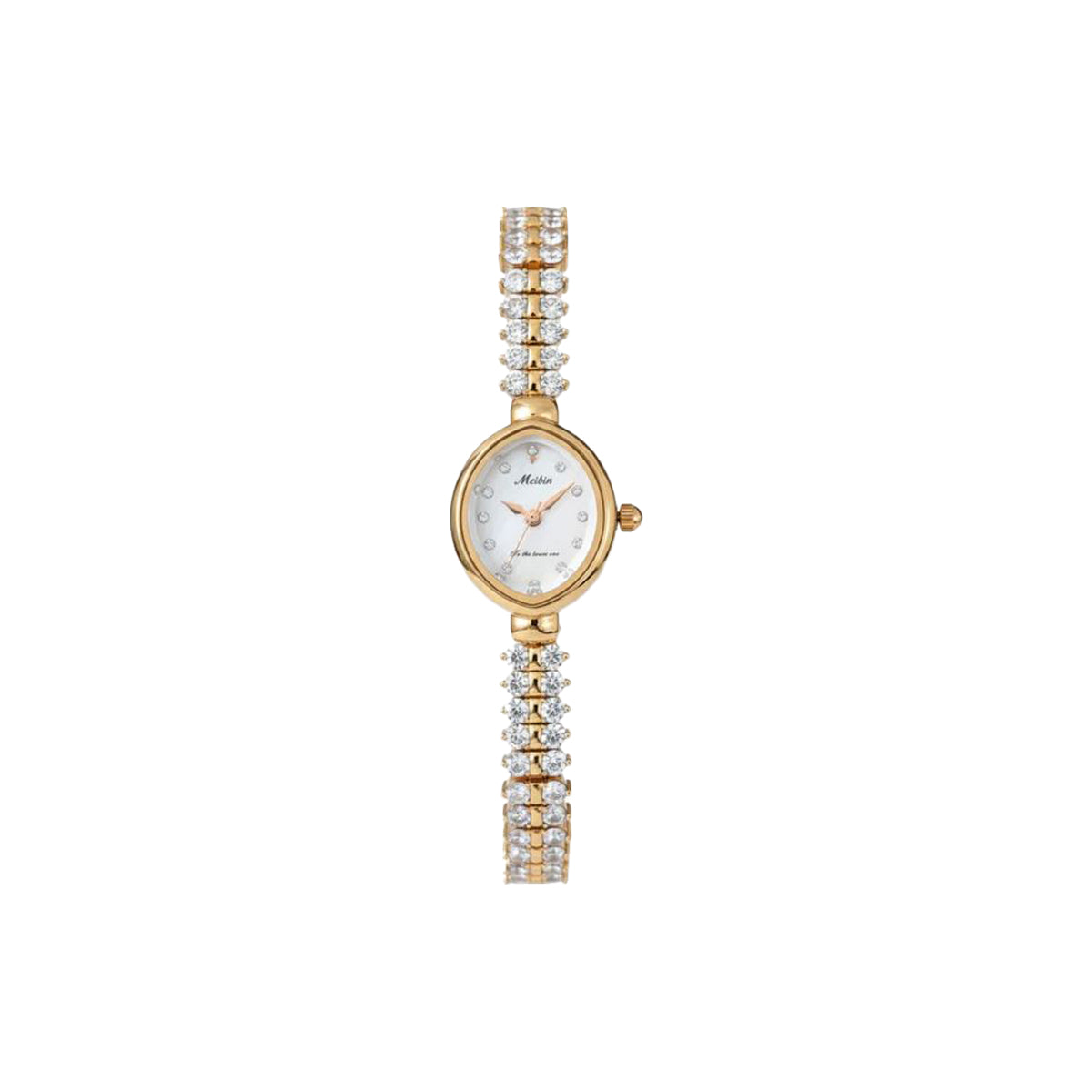 MEIBIN M1870L Women’s Luxury Crystal Bracelet White Watch – Elegant Fashion Quartz Wristwatch