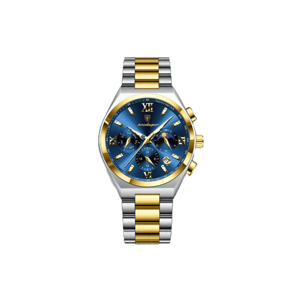 POEDAGAR 688 men’s luxury chronograph stainless steel watch