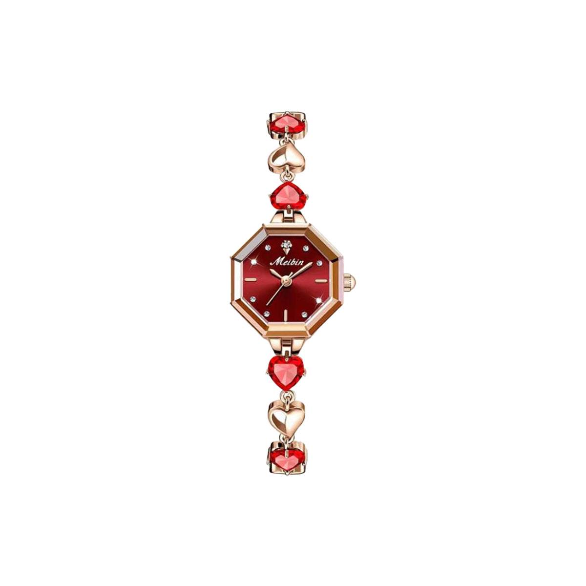MEIBIN 1702 Women’s Octagonal Bracelet Watch Red – Luxury Quartz Jewelry Wristwatch