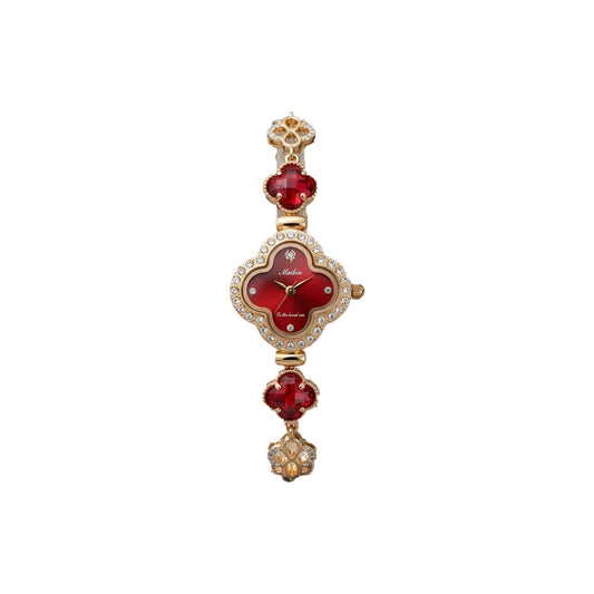 MEIBIN M1776L Women’s Luxury Crystal Bracelet Watch – Red Quartz Fashion Wristwatch