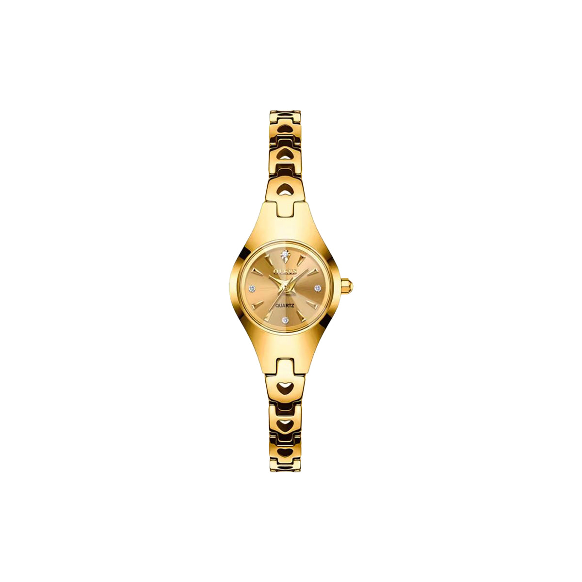 Gold wristwatch on a white background
