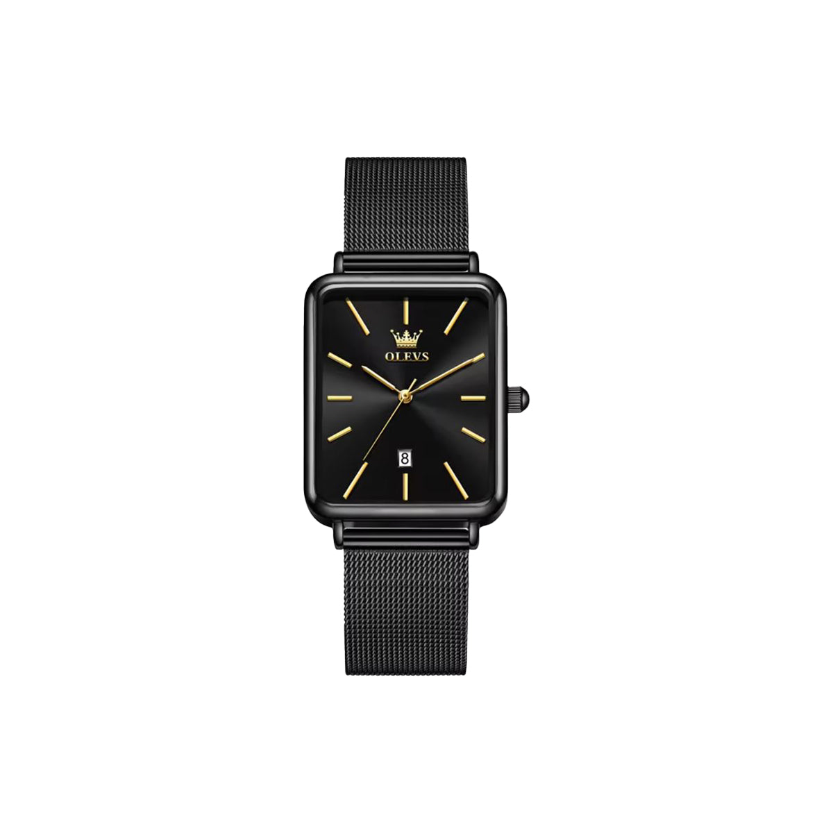 Black watch with gold accents on a white background