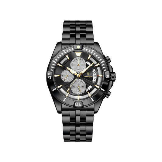 POEDAGAR 695 Men’s Sports Quartz Watch Black Black – Stainless Steel Luxury Chronograph Wristwatch