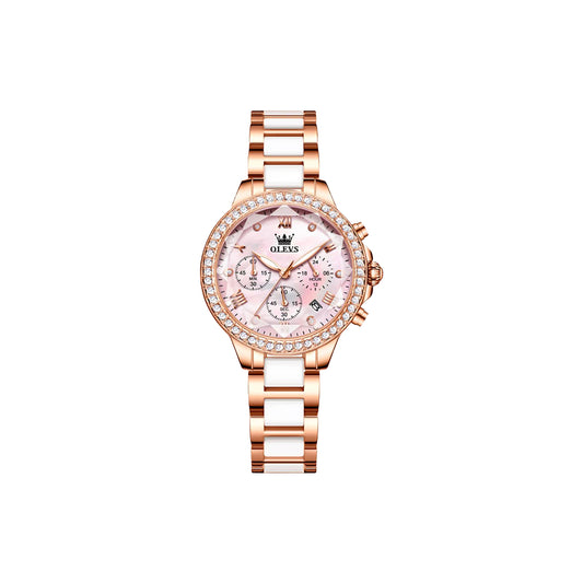 OLEVS 9999 Women's Luxury Fashion Watch Pink Dial – Waterproof Quartz Sapphire Crystal Wristwatch
