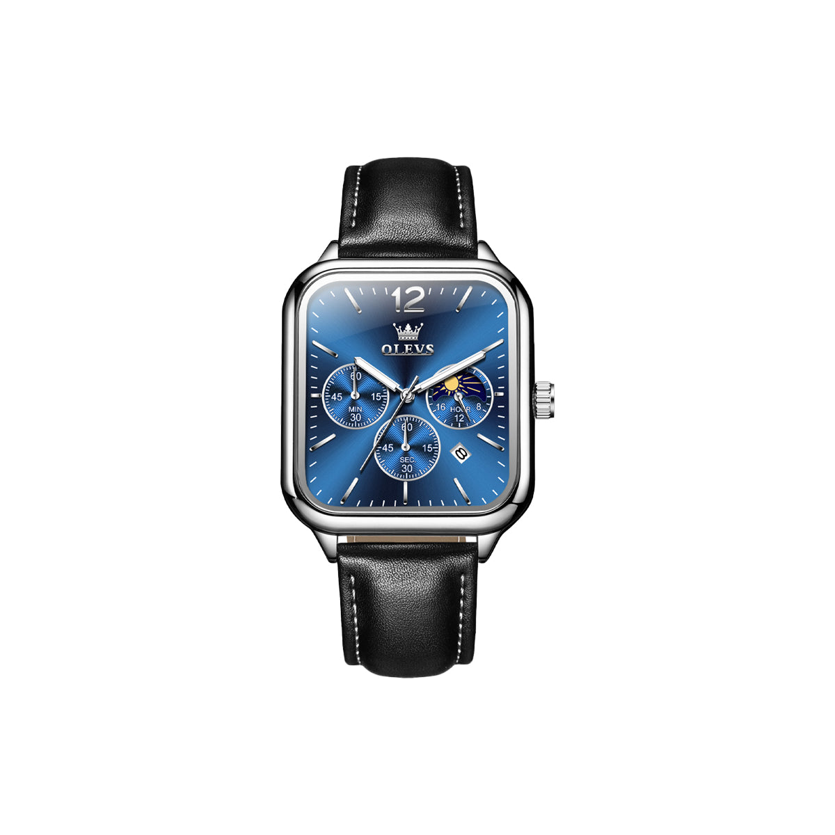 OLEVS-9914 Luxury Quartz Men’s Watch with Leather Strap