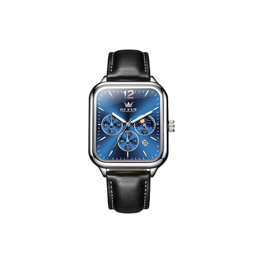 OLEVS-9914 Luxury Quartz Men’s Watch with Leather Strap