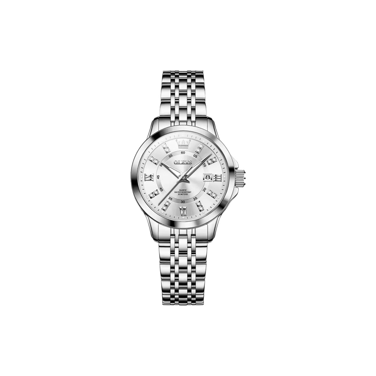 OLEVS 3620 Women’s Luxury Quartz Watch – Silver Elegant Fashion Stainless Steel Wristwatch