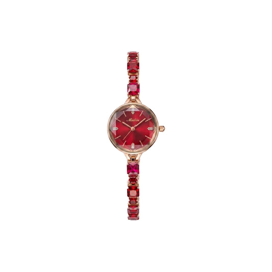 MEIBIN M1703L Women’s Luxury Crystal Bracelet Watch – Maroon Quartz Fashion Wristwatch