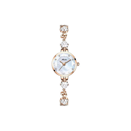 MEIBIN 1713 Women’s Luxury White Rose Gold Stainless Steel Watch – Elegant Quartz Wristwatch