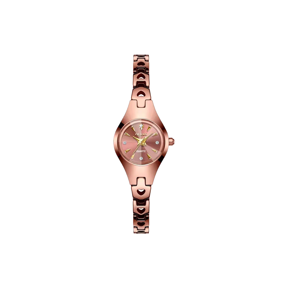 Rose gold watch on a white background