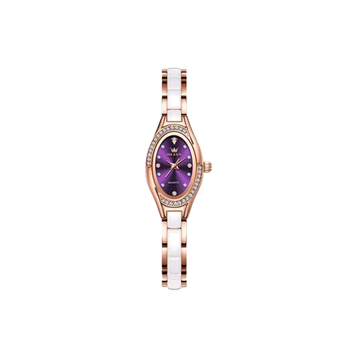 Gold wristwatch with digital display on a white background