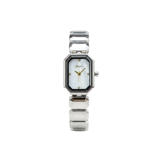 MEIBIN M1878L Women’s Luxury Octagonal Two-Tone Chain Watch – White Dial Wristwatch