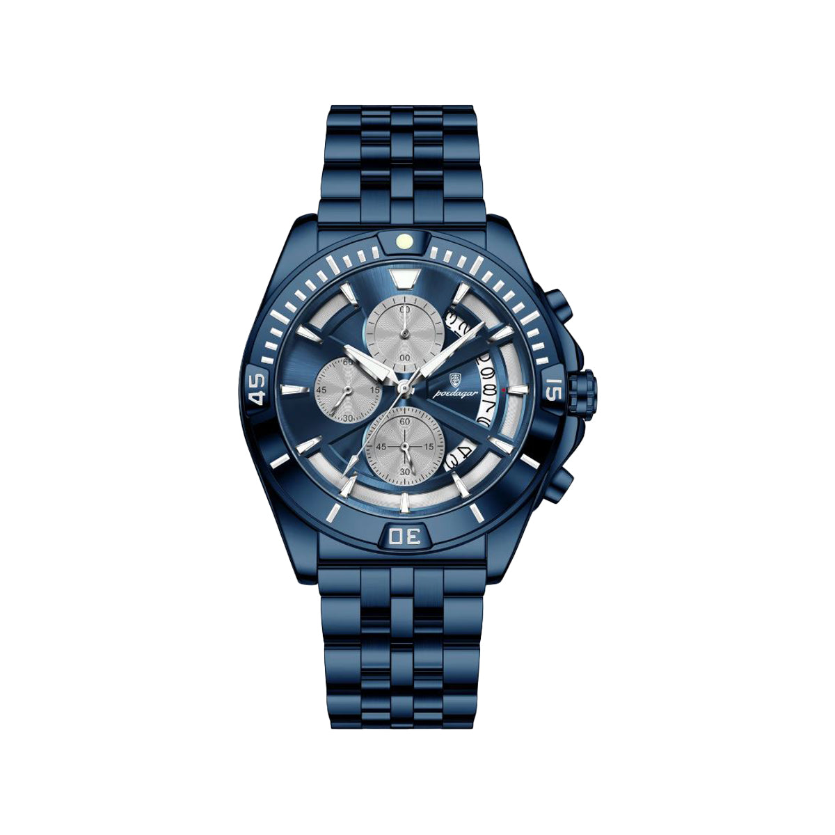 POEDAGAR 695 Men’s Sports Quartz Watch Blue – Stainless Steel Luxury Chronograph Wristwatch