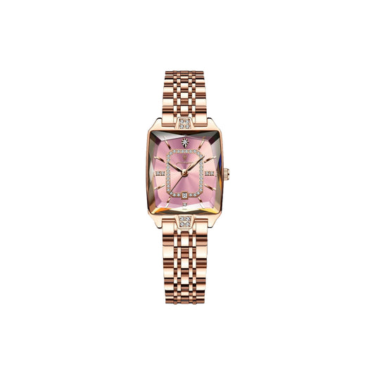 Poedagar 785 Pink Dial— Women’s Waterproof Rectangle Luxury Quartz Watch