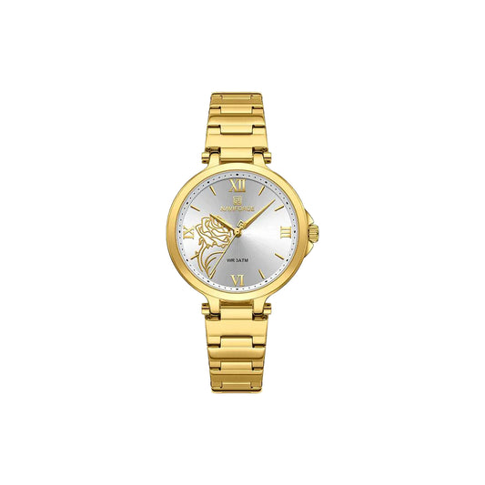 Elegant NAVIFORCE 5060 rose floral dial wristwatch
