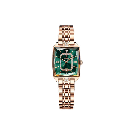 Poedagar 785 Green Dial— Women’s Waterproof Rectangle Luxury Quartz Watch