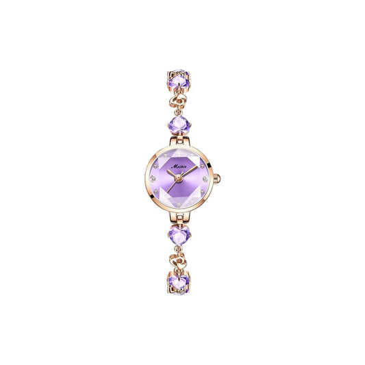 MEIBIN 1713 Women’s Luxury Purple Rose Gold Stainless Steel Watch – Elegant Quartz Wristwatch