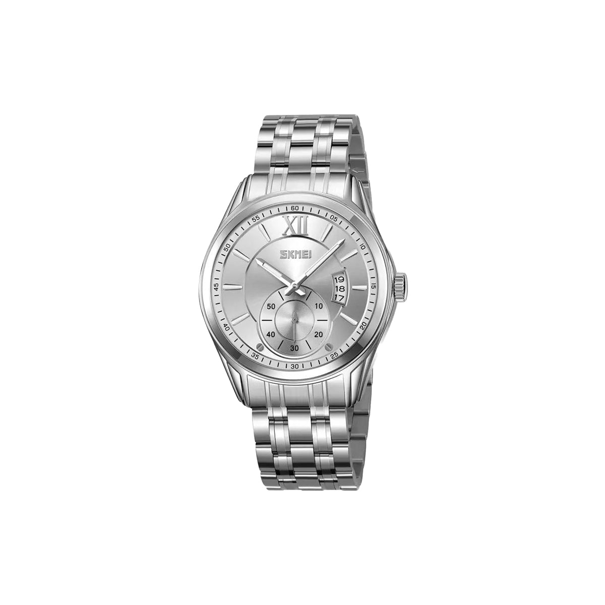 SKMEI 9319 Men’s Quartz Watch – 42.5mm Business Fashion Stainless Steel Band