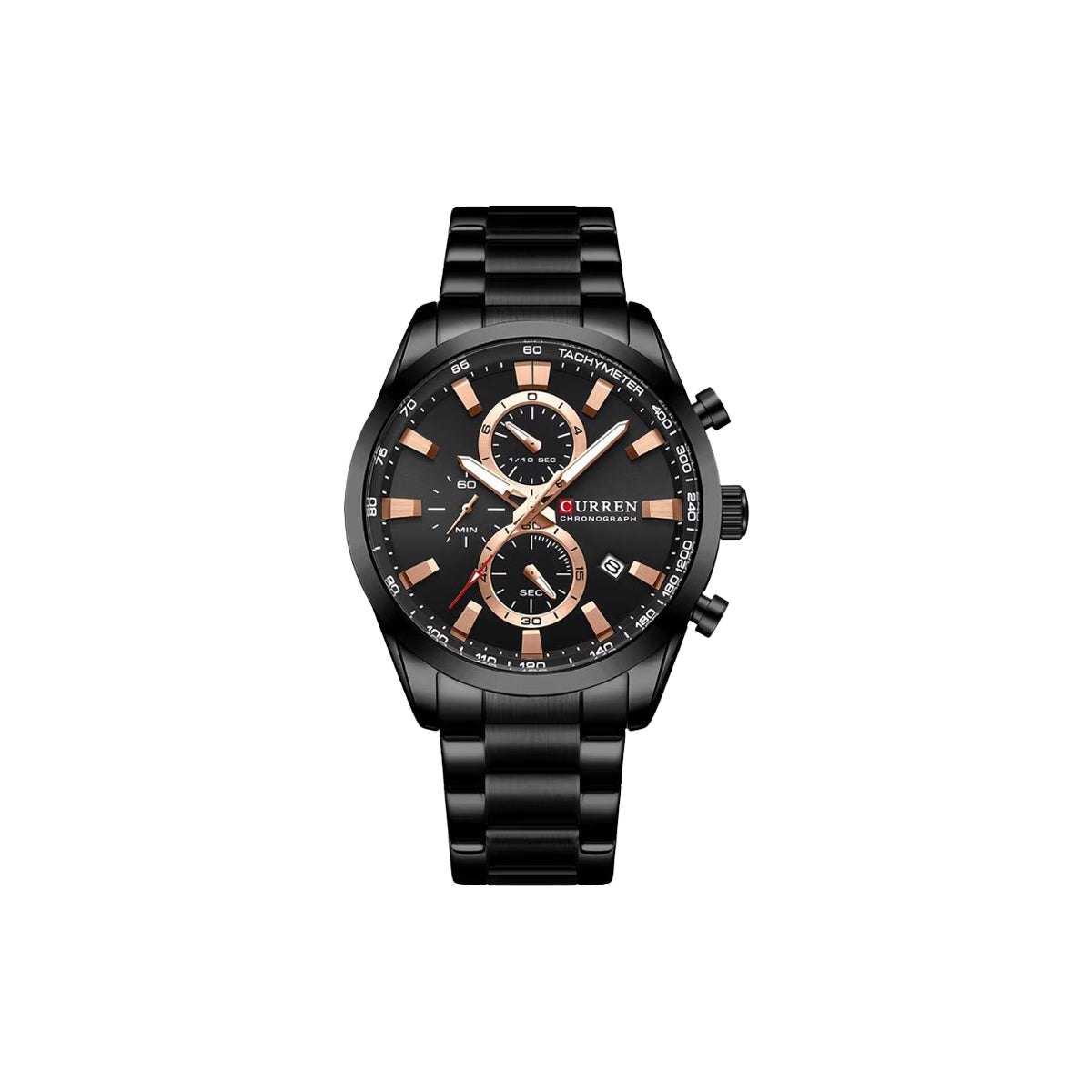 Curren 8445 Chronograph Stainless Steel Wristwatch Close-Up Dial