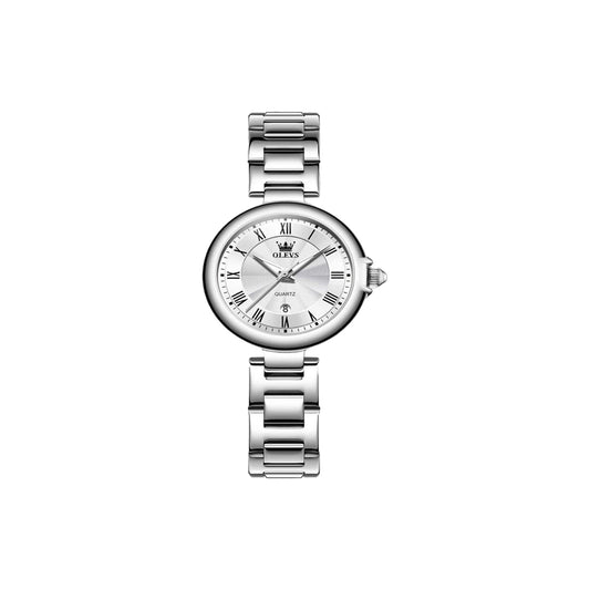 OLEVS 5608 Women’s Luxury Quartz Watch Silver – Roman Scale Waterproof Luminous Watch