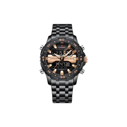 “Naviforce 9234 men’s sports waterproof dual display watch front view”