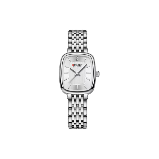 Curren 9093 Silver White— Elegant Rectangular Women’s Quartz Watch