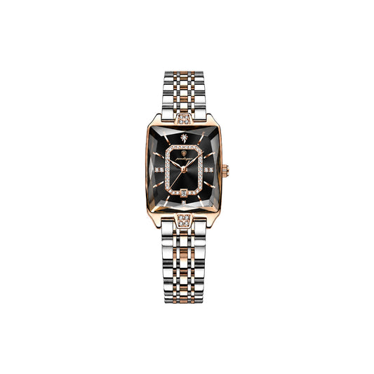 Poedagar 785 Two Tone Black Dial— Women’s Waterproof Rectangle Luxury Quartz Watch