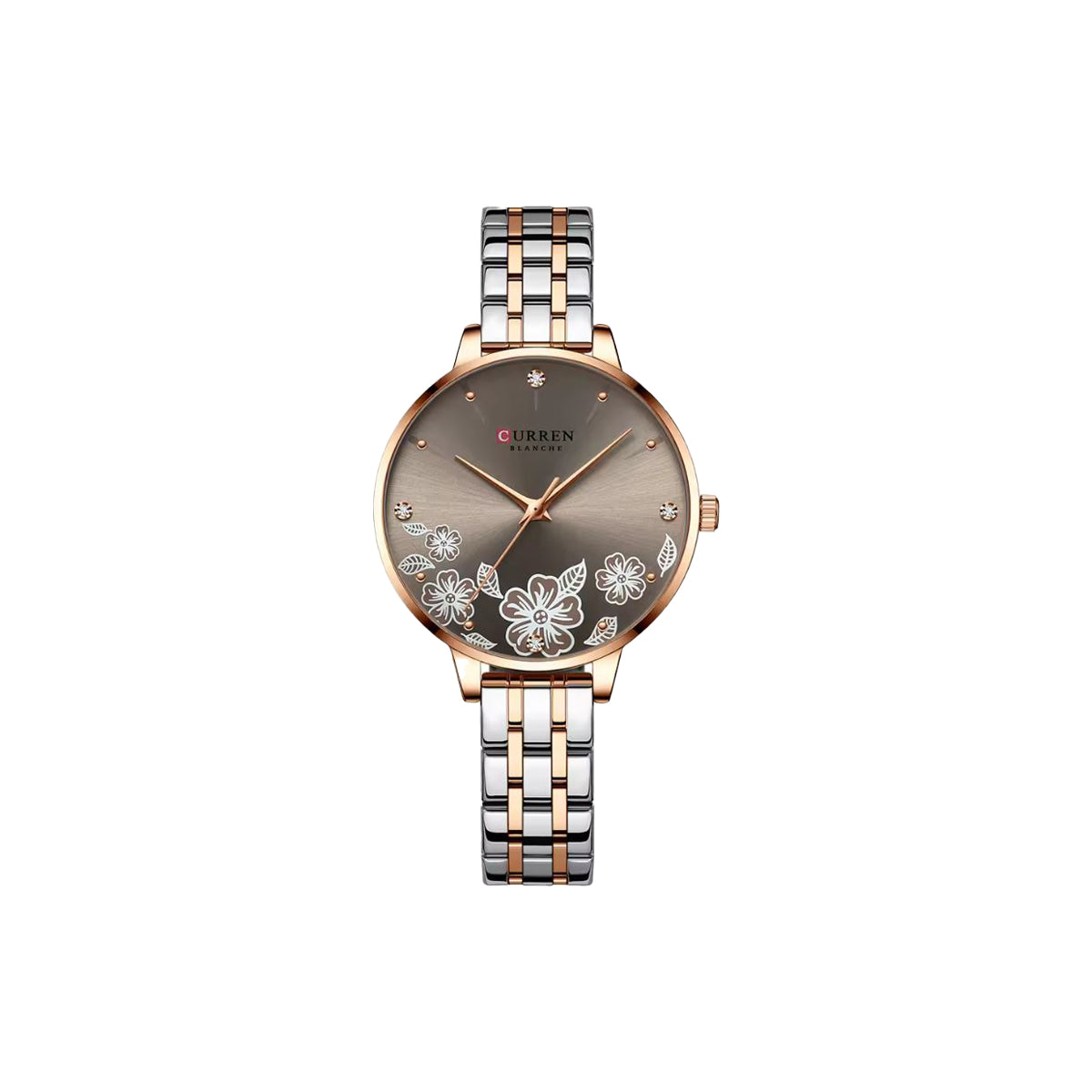 Curren 9068 Two Tone Beige– Women's Quartz Watch with Stainless Steel Mesh Band