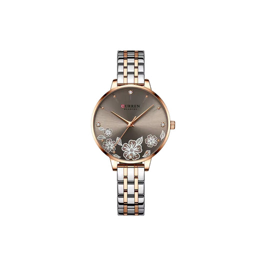 Curren 9068 Two Tone Beige– Women's Quartz Watch with Stainless Steel Mesh Band